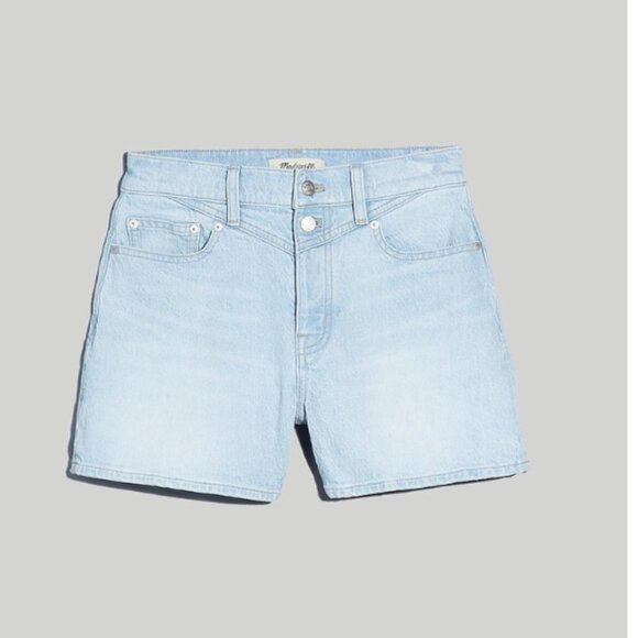Madewell NWT Women's The Plus Mid-Length Mom Jean Shorts, Essen Wash, Size 14W - Picture 3 of 8